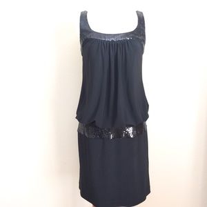 ADRIANA PAPELL BLACK SEQUINS DRESS